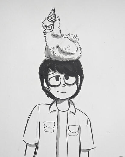 "bastard with silkie on head"